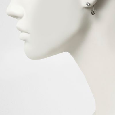 Girls silver tone stud earrings pack
